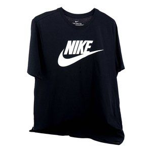 Nike Mens Activewear T-Shirt Black White Dri Fit Crew Neck Spell Out Tee L New